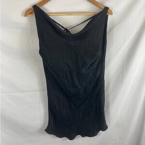 NWT Black Silk Sequin draped back sleeveless blouse Small UK36